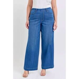 NEW CELLO high rise pull-on wide leg jeans - plus in medium blue
